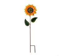 Flor de metal giratoria para arriate de 80 cm, llamativa en el jardín | Rotación de 360 grados, captura la brisa suave, movimiento vivo, amarillo-verde, 80 cm de alto