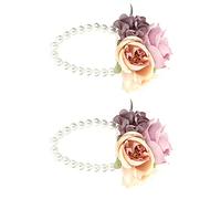 Flor de Muñeca de Boda Pulsera Romántica de Perlas de Imitación, Flores de Decoración de Fiesta de Cóctel de Aniversario de Baile de Boda, Flor de Muñeca para Pinzas para el