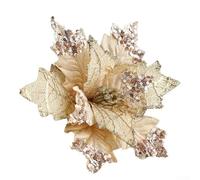 Flor de Navidad de franela con lentejuelas de 20 cm con purpurina (champán) | Tela de franela con lentejuelas, acabado brillante, 20 cm de diámetro, pieza llamativa, material de tela