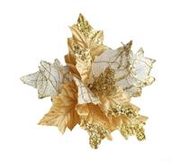 Flor de Navidad de franela con lentejuelas de 20 cm con purpurina (dorado) | Tela de franela con lentejuelas, acabado brillante, 20 cm de diámetro, pieza llamativa, material de tela