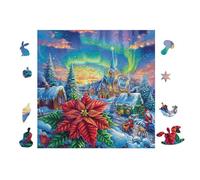 Flor de nochebuena con Regalos Rompecabezas 100 Piezas Cartón para Toda La Familia Entretenimiento Casero Calmar La Mente Calidad Profesional Detalle De Regalo 28x28cm