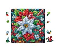 Flor de nochebuena con Regalos Rompecabezas 100 Piezas Cartón Resistente para Mayores Reunión Familiar Juegos Desarrollo Lógica Detalle San Valentín Calidad 28x28cm