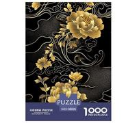 Flor de Oro Negro Puzzle 1000 Piezas, Clásicos Rompecabezas De Bricolaje, De Noches De Juegos Desafiantes, Regalo, para Adultos Y Niños A Partir De 12 Años 38x26cm/1000pcs