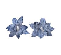 FLOR DE PASCUA AZUL DE POLIESTER EFECTO CONGELADO Ø34x6cm