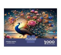 Flor de Pavo Real Luna 1000 Piezas Puzzle Belleza aviar Real Set De Puzzle, Cartón Premium - Antiestrés Y Decoración, Regalo para Mujeres Y Hombres, Entrena El Cerebro 38x26cm/1000pcs