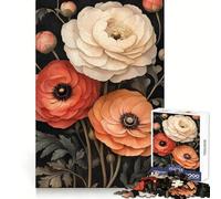 Flor de ranúnculo - Rompecabezas Art Nouveau de 1000 Piezas para Adolescentes Juego de lógica Tiempo de Juego Pieza de colección de Arte de Corte preciso (38x26cm)