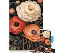 Flor de ranúnculo - Rompecabezas Art Nouveau de 1000 Piezas para Adolescentes Juego de lógica Tiempo de Juego Pieza de colección de Arte de Corte preciso (38x26cm)