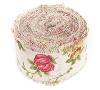Flor de Rosa Impresa Rollo de arpillera Natural, Cinta de Yute, artesanía Elegante para la decoración del hogar para la decoración de Ropa