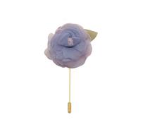 Flor de Satén Insignia de la solapa de la boda Bou 8 * 10 CM 3/6 piezas Flor de gasa y hoja verde Flor de satén plateada Pin de solapa Insignia Flor Rosa Flor/Rosa Pin de solapa Broche Pin(Tibetan Blu