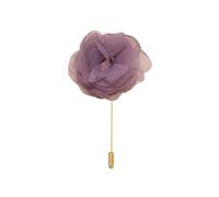 Flor de Satén Insignia de la solapa de la boda Bou 8 * 10 CM 3/6 piezas Flor de gasa y hoja verde Flor de satén plateada Pin de solapa Insignia Flor Rosa Flor/Rosa Pin de solapa Broche Pin(Dust Purple