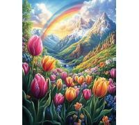 Flor de tulipán en la pradera mágica Rompecabezas 300 Piezas Cartón Grueso Para Coleccionistas Animal de cuento de hadas de acompañamiento Eventos Team Building Relajación Mental Ocio En Casa Oferta E