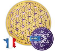 Flor de vida de madera para recargar piedras y péndulos adivinatorios y cubo de Metatron ⌀15CM - 100% fabricado en Francia