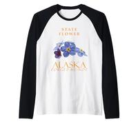 Flor del Territorio de Alaska Flores Silvestres Azules Olvídate de Mí No Me Camiseta Manga Raglan