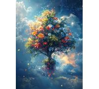 Flor Diamond Painting, 5D Diamond Painting Adultos Nube, DIY Manualidades Adultos Kit Punto de Cruz, Cuadro Diamantes Cristal Bordado, Pintura de Diamante para Decoración Hogar 50x65cm 1-5070