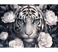 Flor Diamond Painting Adultos, 5D Diamond Painting Kit Completo Tigre Patrón, Punto de Cruz Diamante Manualidades Adultos Kit, Decoracion Hogar Pared, Regalos Originales para Mujer, 20x30cm,Model622