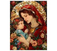 Flor Diamond Painting Adultos, 5D Virgen María Pintura de Diamante Punto de Cruz para Adultos y Niños, DIY Manualidades Cuadros de Arte para Decoración de Pared Salón y Oficina 25x30cm L-Y261