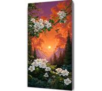 Flor Diamond Painting Adultos, Atardecer Cuadros de Diamantes, 5D Puzzle Diamantes Cuadros en Punto de Cruz Diamond Art Painting Kit, Hobby Ccreativi Adulti, Decoración Pared Hogar 80x160cm pz3-7t