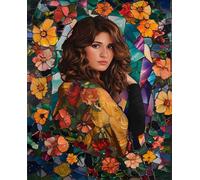Flor Diamond Painting Adultos, Diamond Painting Mujer Pintura Diamante para Niños DIY 5D Round Cristal Strass Bordado de Kit Punto de Cruz, Manualidades Adultos para Decoracion Hogar 40x50cm z-1275