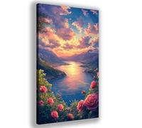 Flor Diamond Painting Adultos Redonda Diamantes Grande 90X180CM,5D Diamond Painting Kit Completo Atardecer Diseño,Full Drill Pintar con Numeros Adultos Manualidades,Decoracion Hogar,Regalo Mujer,Y859Z