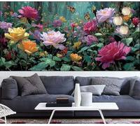 Flor Diamond Painting Grande 100x300cm Pintura de Diamante Adultos Rosa Diamond Art,DIY Cristal Artes Artesanal Bordado Lienzo Kits de Punto de Cruz Manualidades Adultos para Decor Regalos VQ-1020