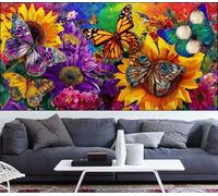 Flor Diamond Painting Grande 70x200cm Pintura de Diamante Adultos Mariposa Diamond Art,DIY Cristal Artes Artesanal Bordado Lienzo Kits de Punto de Cruz Manualidades Adultos para Decor Regalos VQ-1116