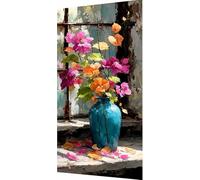 Flor Diamond Painting Kit Completo, 5D Diamond Painting Florero Pintura Diamante Adultos, Fai da Te Strass Bordado de Punto de Cruz Puzzle Pintura Diamante pour Decoración Pared Hogar 30x60cm s2-us33