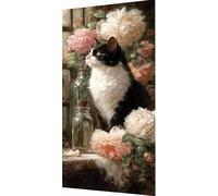 Flor Diamond Painting Kit Completo, 5D Diamond Painting Gato Pintura Diamante Adultos, Fai da Te Strass Bordado de Punto de Cruz Puzzle Pintura Diamante pour Decoración Pared Hogar 100x200cm a2-yl23