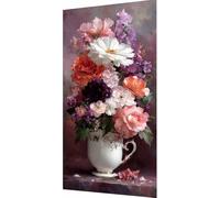 Flor Diamond Painting Kit Completo, 5D Diamond Painting Taza Pintura Diamante Adultos, Fai da Te Strass Bordado de Punto de Cruz Puzzle Pintura Diamante pour Decoración Pared Hogar 50x100cm a8-ed19