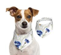 Flor Dibujada a Mano,Pañuelos de algodón para Perros, Bufandas Ajustables para Mascotas,S