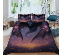 Flor dragóns Funda Edredon 3 Piezas con Impresión En 3D Fantasy Starry Creature con Funda Almohada King（220x240cm） 100% Microfibra Ropa De Cama para Niñosy Hombres