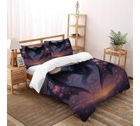 Flor dragóns Funda Nordica Algodon 3 Piezas 3D Impresa Fantasy Starry Creature con Cremallera Y Funda De Almohada Super King（260x220cm） Microfibra Ropa De Cama