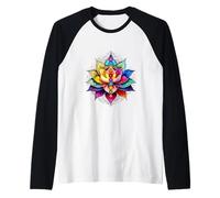 Flor Espiritual Yoga 7 Chakra Lotus Mandala Equilibrio Energía Camiseta Manga Raglan