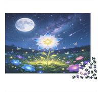 Flor Estelar Brillante Puzzle de 1000 Piezas para Adultos Juego de Puzzle 1000 Piezas Noche Fantasía Relajación Decoración Regalo Familiar Hogar 70x50cm/1000pcs