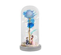 Flor eterna, lámpara decorativa de 21,5 cm, regalo floral de cristal, rosa de lámina dorada con luces LED en una cúpula transparente. Esta luz funciona con pilas es ideal para regalar en un romántico