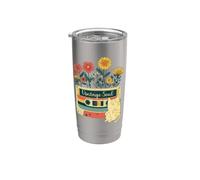 Flor Floral Lindo Gatito Alma Flores Wildflower Mamá Niña Vaso térmico de acero inoxidable de doble pared