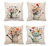 Flor Funda Almohada 40x40 Juego de 4 Cojines Sofa pava, Terciopelo Fundas Cojines Impermeable Exterior, Funda Cojin Doble Cara Estampado, Cremallera Invisible, para Balcones Patio Jardín s-181