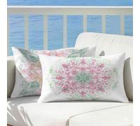 Flor Funda Cojin 40x70 Juego de 2 Blanco, Cojines Exterior Impermeable Lino Decorativos Funda Almohada Patrón Impresión Doble Cara con Cremallera para Sofá Decoración Hogar Regalo Mujer, Cod372