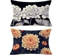 Flor Funda Cojin 40x70 Juego de 2, NóRdico Rectangular Funda Almohada 40x70cm con Cremallera Oculta, Suave Terciopelo Fundas Cojines, Fundas de Cojines para Sofá Cama Silla o Jardín Regalo kj-5009