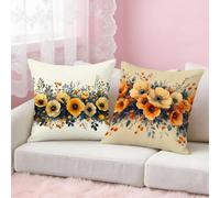 Flor Funda Cojin 50x70cm Juego de 2, Rectangular Funda Almohada 2-6564 | Simple Funda Almohada con Cremallera Oculta, Terciopelo Fundas Cojines, para Sofá Cama Silla o Jardín