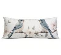 Flor Fundas Almohada 40x145 cm Funda de Almohada Pájaro Cojines Cama Lino Suave Mejorar la Calidad del Sueño, con Cremallera Invisible Funda de Cojín, Navidad Decoración Hogar para Sofá Cama R-4816