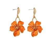 Flor geométrica aceite goteo Pendientes para las mujeres, Boho floral diseño geométrico, esmalte aleación joyería de la vendimia, moda del oído partido Adornos