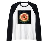 Flor gerbera mágica con gotas de lluvia Camiseta Manga Raglan
