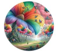 Flor Gigante Colorida Fantasía Puzzle de 1000 Piezas Redondo Papel para Adultos Bosque de Ensueño