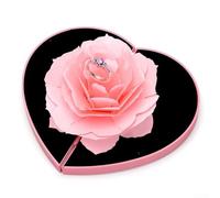 Flor giratoria adornada para caja de anillos en forma de corazón, una manera única de presentar tu compromiso para anillo (para rosa)