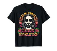 Flor hippie retro maravillosa de la Revolución de Jesús, fe cristiana Camiseta