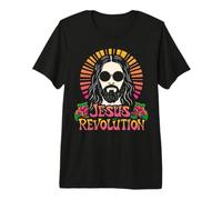 Flor Hippie Retro Maravillosa de la Revolución de Jesús, fe Cristiana Camiseta Premium