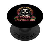 Flor hippie retro maravillosa de la Revolución de Jesús, fe cristiana PopSockets PopGrip Adhesivo