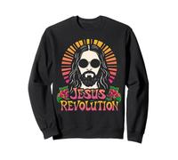 Flor hippie retro maravillosa de la Revolución de Jesús, fe cristiana Sudadera