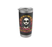 Flor hippie retro maravillosa de la Revolución de Jesús, fe cristiana Vaso térmico de acero inoxidable de doble pared