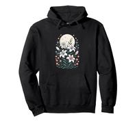 Flor Lunar Lirios Blancos bajo Luna Llena jardín Nocturno Sudadera con Capucha